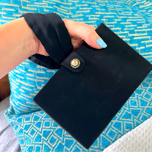 Vintage Virginia Art Black Square Box Clutch Wristlet Mini Purse Handbag Evening - Picture 1 of 13